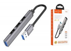 Разветвитель USB HUB 3.0 HOCO HB26 на 4 порта 1xUSB3.0 + 3xUSB2.0 (Metal Gray)