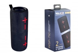 Портативная беспроводная колонка WALKER WSP-710, Bluetooth, 2в1 на магнитах, 10Вт*2, стереопара TWS, черная