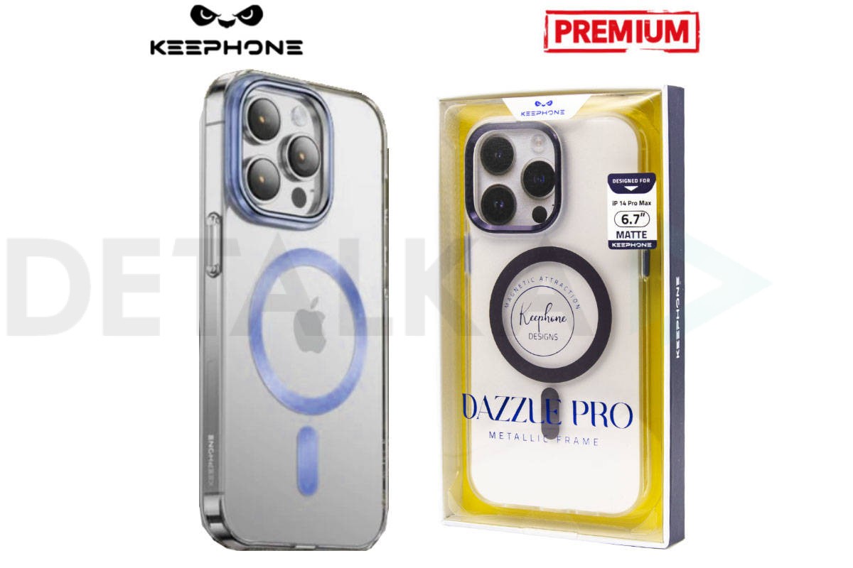 Чехол для телефона KEEPHONE DAZZLE PRO MAGSAFE iPhone 14 (синий ободок,  прозрачный матовый) в Детальке купить,