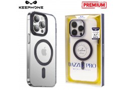 Чехол для телефона KEEPHONE DAZZLE PRO MAGSAFE iPhone 14 (черный ободок, прозрачный матовый)