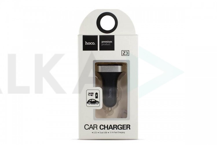 Автомобильное зарядное устройство АЗУ 2USB HOCO Z3 5V/9V Fast Charging с контролем напряжения бортов (черный)