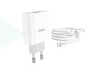 Сетевое зарядное устройство USB-C+ кабель Type-C HOCO C80A Rapido PD20W + QC 3.0 (белый)