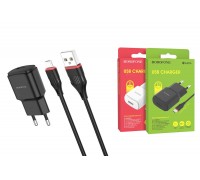 Сетевое зарядное устройство USB + кабель MicroUSB BOROFONE BA48A Orion 2100mAh (черный)