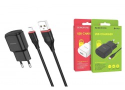 Сетевое зарядное устройство USB + кабель MicroUSB BOROFONE BA48A Orion 2100mAh (черный)