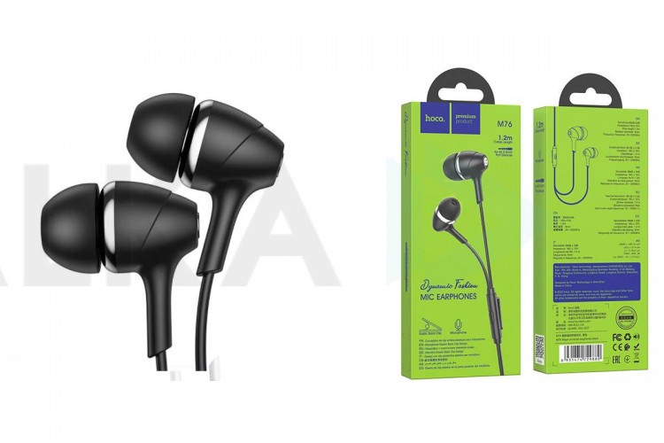 Наушники вакуумные проводные HOCO M76 Maya universal earphones (черный)