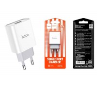 Сетевое зарядное устройство USB HOCO C81A Asombroso single port 2400mAh (белый)