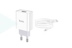 Сетевое зарядное устройство USB + кабель Lightning HOCO С81A Asombroso single port 2400mAh (белый)