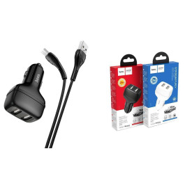 Автомобильное зарядное устройство АЗУ 2USB + кабель MicroUSB HOCO Z36 Leader 2400mAh (черный)