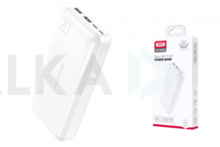 Универсальный дополнительный аккумулятор Power Bank XO PB302 Light Display 20000mAh White