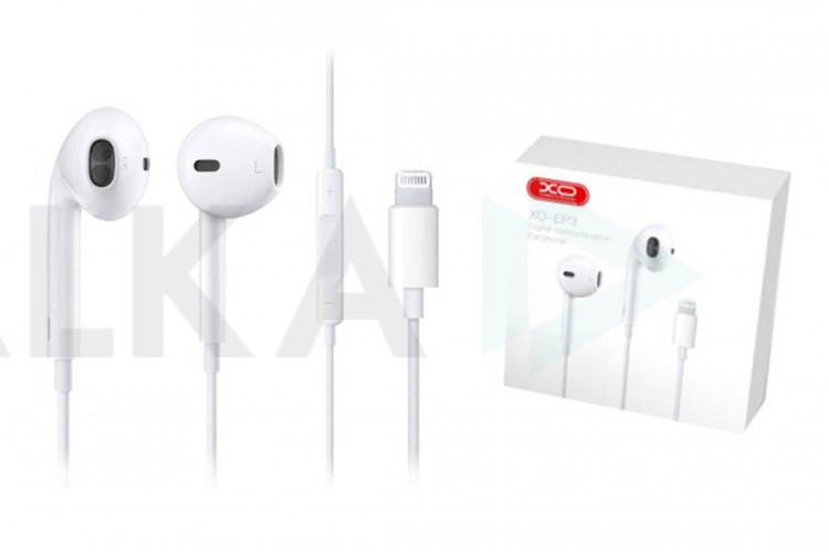 Наушники вакуумные проводные XO EP3 wired lighting earphone white 1