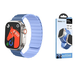 Ремешок для Apple Watch HOCO AS102 Жидкий силиконовый магнитный ремешок для часов iWatch (42/44/45/49 мм) темно-синий со светло-голубым