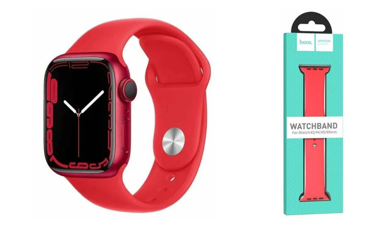 Ремешок для Apple Watch HOCO WA01 Классический спортивный силиконовый ремешок  Flexible series (38-41 мм, красный)