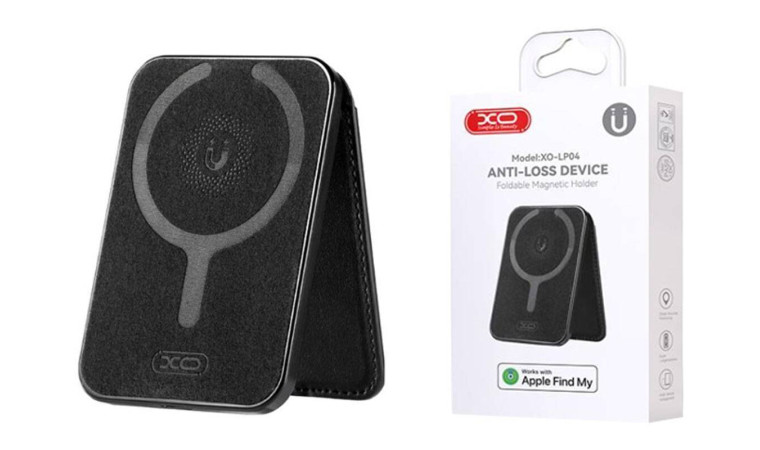 Картхолдер плюс AirTag метка XO LP04 Magnetic Card Pouch  Anti-Loss Locator (Apple MFI certified, for Apple system devices) Black