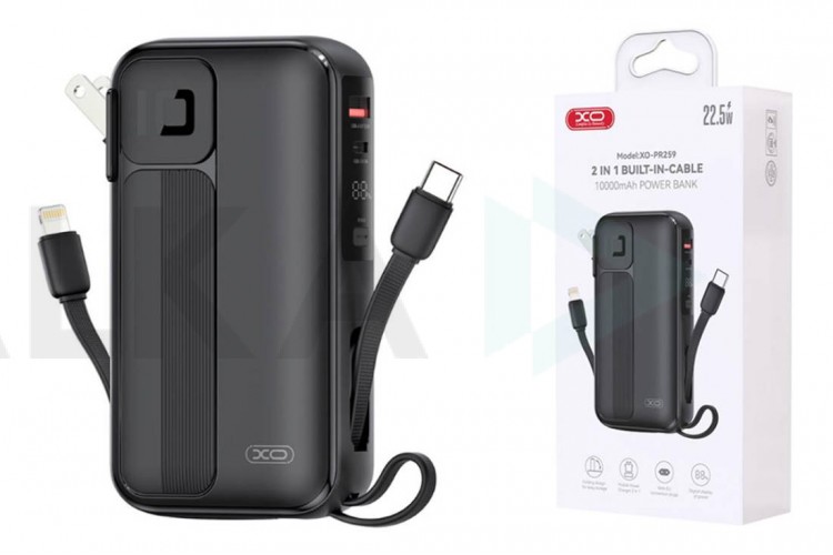 Универсальный дополнительный аккумулятор Power Bank XO PR259 EU plug 22.5W/20W 10000mAh Black