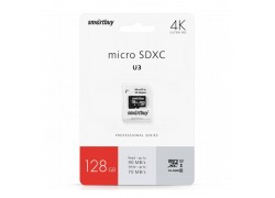 micro SDXC карта памяти Smartbuy 128GB Cl10 U3 (SB128GBSDU3-01)