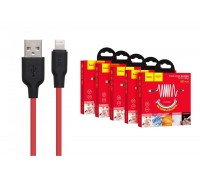 Кабель USB - Lightning HOCO X21 PLUS, 2,4A (черно-красный) 1м (силиконовый)