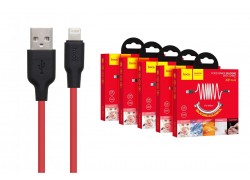 Кабель USB - Lightning HOCO X21 PLUS, 2,4A (черно-красный) 1м (силиконовый)