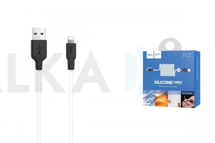 Кабель USB - Lightning HOCO X21, 2,4A (черно-белый) 1м (силиконовый)
