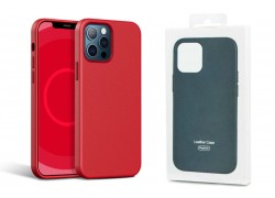 Чехол для iPhone 13 Pro (6,1) MagSafe кожаный с анимацией в цвет чехла на экране (красный)
