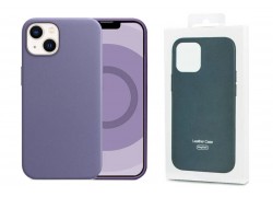 Чехол для iPhone 13 Pro (6,1) MagSafe кожаный с анимацией в цвет чехла на экране (лиловый)