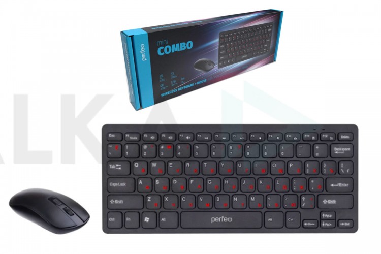 Комплект клавиатура+мышь беспроводной Perfeo "mini COMBO" USB PF_B4898 (черный)