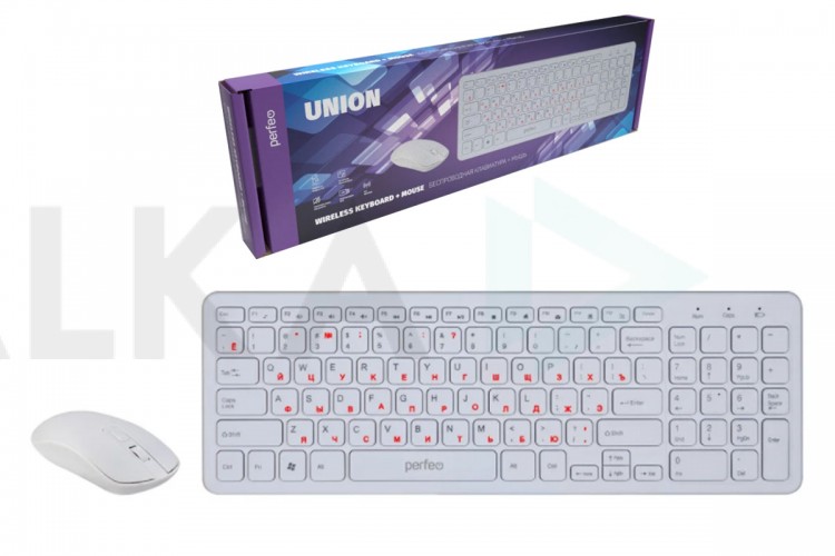 Комплект клавиатура+мышь беспроводной Perfeo "UNION" USB PF_B4899 (белый)