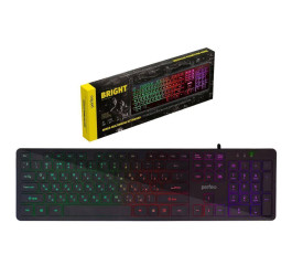 Клавиатура игровая проводная Perfeo "BRIGHT" низкие кн., подсветка USB PF_B4891 (черный)