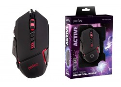 Мышь игровая проводная Perfeo "ACTIVE", 7 кн, USB 4 цв. подсветка, 1000-6400 DPI PF_B4889 (черный)