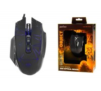 Мышь игровая проводная Perfeo "OBJECT", 9 кн, USB 4 цв. подсветка, 1000-6400 DPI PF_B4890 (черный)