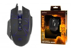 Мышь игровая проводная Perfeo "OBJECT", 9 кн, USB 4 цв. подсветка, 1000-6400 DPI PF_B4890 (черный)