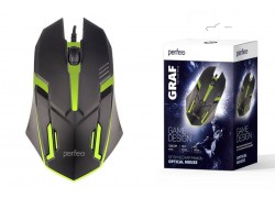 Мышь игровая проводная Perfeo "GRAF", 3 кн, USB 7 цв. подсветка, 1000 DPI PF_A4798 (черный)
