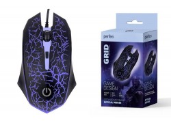 Мышь игровая проводная Perfeo "GRID", 4 кн, USB 7 цв. подсветка, 800-1600 DPI PF_A4800 (черный)