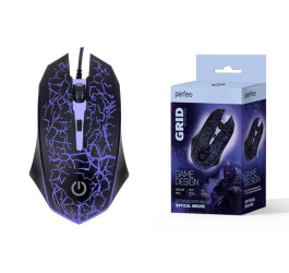 Мышь игровая проводная Perfeo "GRID", 4 кн, USB 7 цв. подсветка, 800-1600 DPI PF_A4800 (черный)