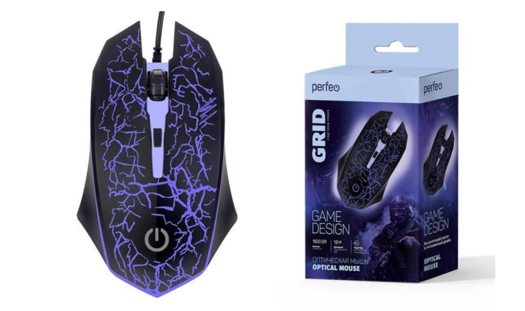 Мышь игровая проводная Perfeo "GRID", 4 кн, USB 7 цв. подсветка, 800-1600 DPI PF_A4800 (черный) Мышь игровая проводная Perfeo "GRID", 4 кн, USB 7 цв. подсветка, 800-1600 DPI PF_A4800 (черный)