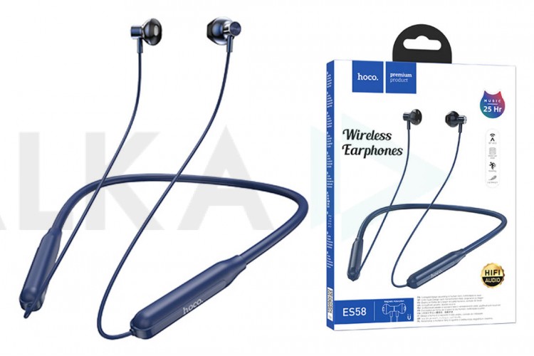 Наушники вакуумные беспроводные HOCO ES58 Sound tide sports BT headset Bluetooth (синий)