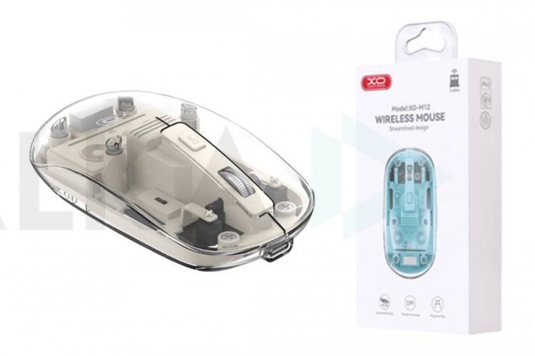 Мышь беспроводная XO M12 Bluetooth wireless transparent mouse Off-White