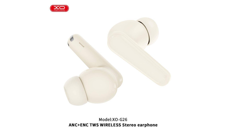 Наушники вакуумные беспроводные XO G26 Shengdan ANC+ENC Talking Noise Canceling Beige Наушники вакуумные беспроводные XO G26 Shengdan ANC+ENC Talking Noise Canceling Beige