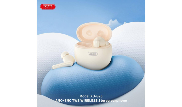 Наушники вакуумные беспроводные XO G26 Shengdan ANC+ENC Talking Noise Canceling Beige Наушники вакуумные беспроводные XO G26 Shengdan ANC+ENC Talking Noise Canceling Beige