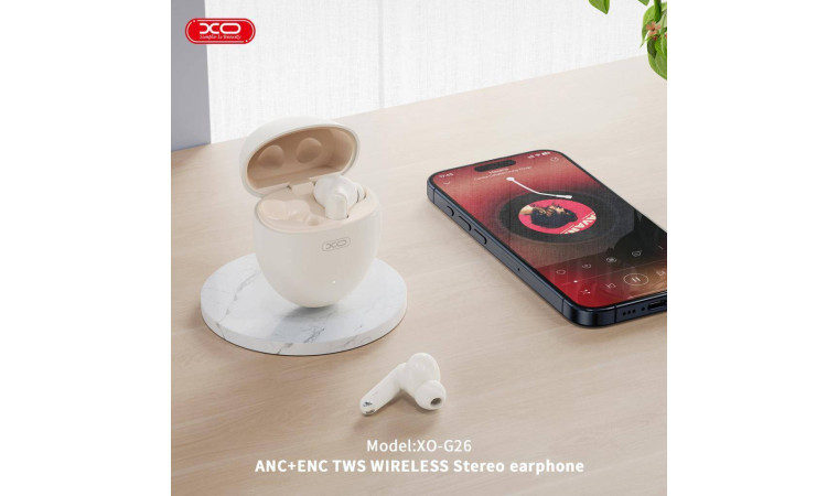 Наушники вакуумные беспроводные XO G26 Shengdan ANC+ENC Talking Noise Canceling Beige Наушники вакуумные беспроводные XO G26 Shengdan ANC+ENC Talking Noise Canceling Beige