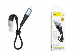 Кабель USB - Lightning HOCO X38, 2,4A (черный) 0,25м (в оплетке, с усиление сгиба)