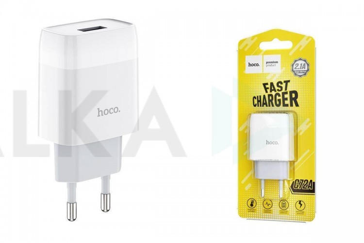 Сетевое зарядное устройство USB HOCO C72A Glorious singlel port 2100mAh (белый)