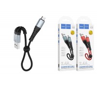 Кабель USB - MicroUSB HOCO X38 2,4A (черный) 0,25м (в оплетке)