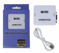 Конвертер переходник HDMI (мама) - VGA (мама) белый