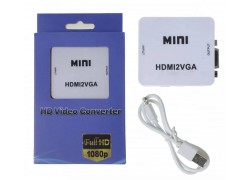Конвертер переходник HDMI (мама) - VGA (мама) белый