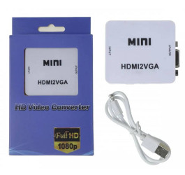 Конвертер переходник HDMI - VGA (мама - мама) белый