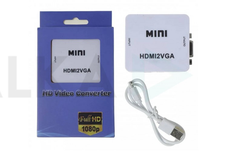 Конвертер переходник HDMI (мама) - VGA (мама) белый