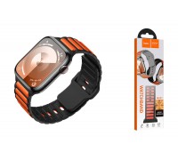 Ремешок для Apple Watch HOCO WA31 Flexible series two-color silicone strap (42/44/45/49 мм) черно-белый с оранжевым