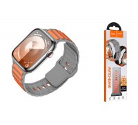 Ремешок для Apple Watch HOCO WA31 Flexible series two-color silicone strap (42/44/45/49 мм) серо-белый с оранжевым