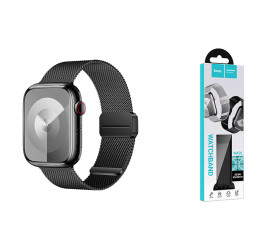 Ремешок для Apple Watch HOCO WA26 May series two-section double magnetic buckle milanese strap (42/44/45/49 мм) черный