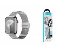 Ремешок для Apple Watch HOCO WA26 May series two-section double magnetic buckle milanese strap (42/44/45/49 мм) серебристый